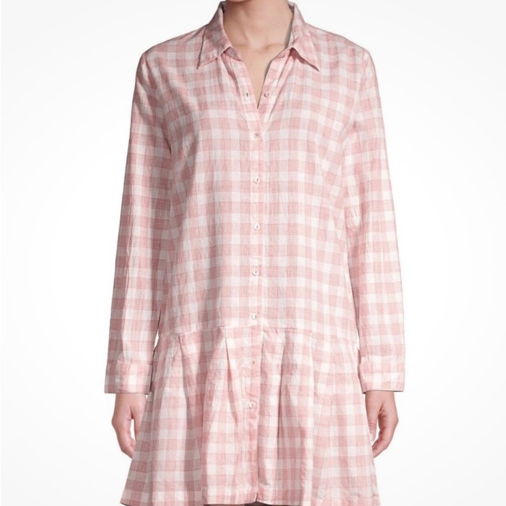 Roller Rabbit Pink and Cream Checkered Shirt Dress
